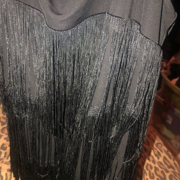 Ella Moss black size Small black fringe camisole dress up or down NWOT - Picture 2 of 10